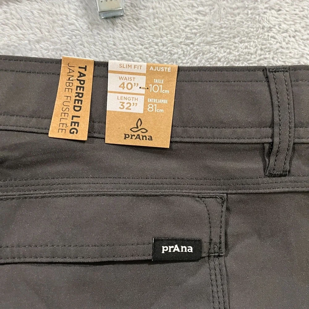 Prana Stretch Zion Slim Pant II Men 40x32 Dark Iron Grey Goprcore Stretch Belted